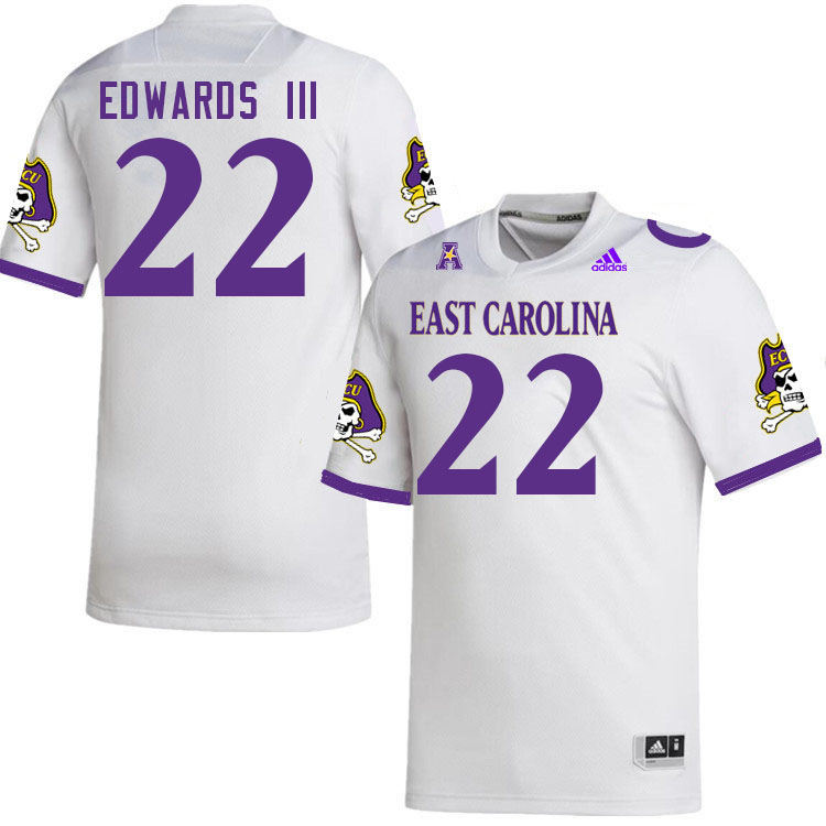 Men #22 Mike Edwards III ECU Pirates College Football Jerseys Stitched Sale-White - Click Image to Close